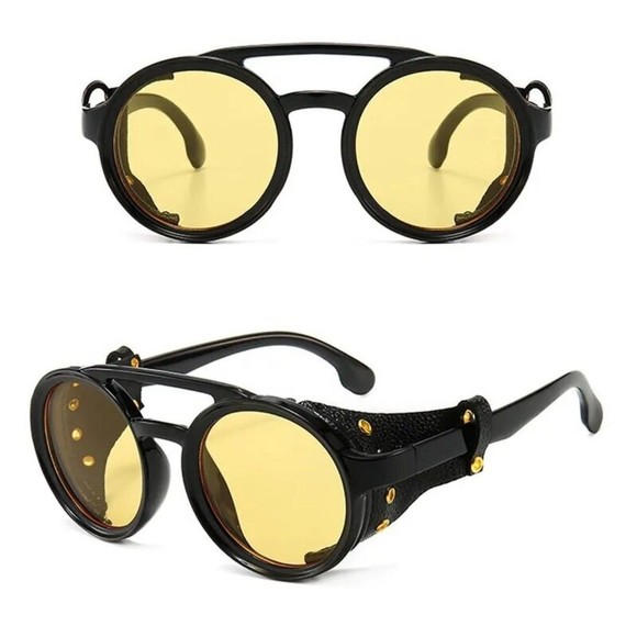 Steampunk Sunglasses Men Round Night Vision Googles Vintage Punk Sun Glasses Bra - Picture 9 of 12